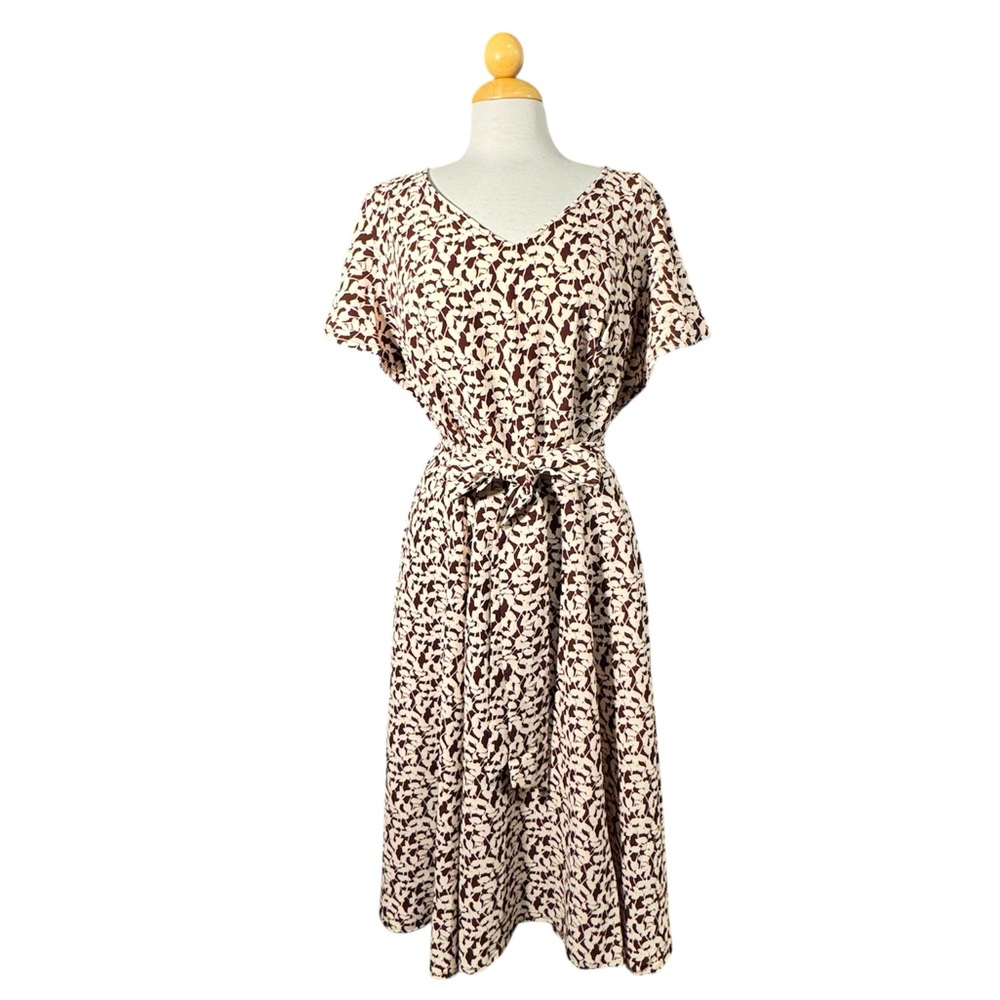 Lane Bryant Maroon and Cream Midi Hi-Low Dress